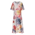 thumbnail image 3 of Robe d'Été à Fleurs pour Femmes Été Décontractée Imprimée avec Poche Col en V Manches Courtes Robe d'Été Robe d'Été pour Femmes avec Manches Robe d'Été avec Manches pour Femmes, 3 of 10