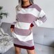 thumbnail image 5 of Vestido de punto de suéter de empalme de rayas sueltas casual de moda de mujer Fridja  nbo2628, 5 of 6