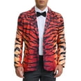 thumbnail image 5 of INSPIRE CHIC Men's Party Blazer Animal Print Notched Lapel Lightweight Suit Jacket 2XL Red Brown, 5 of 6