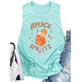thumbnail image 4 of ERkkoi Summer Tops For Women Graphic Tank Tops Casual Aperol Spritz Floral Sleeveless Beach Womens Camisole Vacation Shirt Cami Light Blue S, 4 of 4