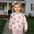 thumbnail image 3 of Yuyamidu Cherry Blossom Panda Sweatshirt Toddler 2T 3T Girls Pink Crewneck Sweatshirts Long Sleeve Ruffle Shoulder Top Lightweight Soft Workout School Outfits Everyday Clothes, 3 of 8