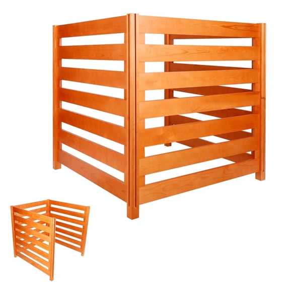 3 Panel Outdoor Air Conditioner Fence, Wooden Privacy Enclosure, 32.7in x 37in, Wooden Compost Fence, Hide Air Conditioner, Trash, Pool Pumps, Brown