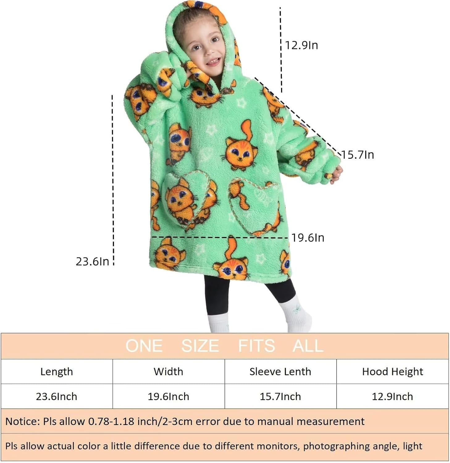 Wehilion 2-6YR Oversized Sweatshirt Hooded Blanket Sherpa Hoodie for Girls Boy Wearable Blanket Hoodie for Kids Toddlers