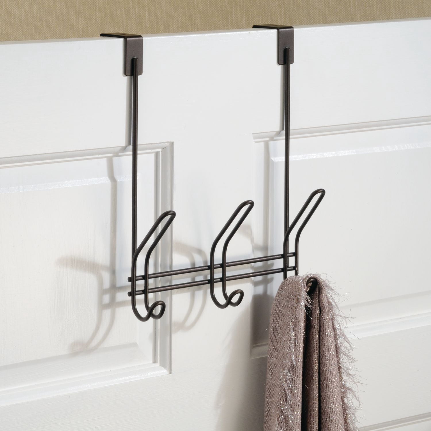 Mainstays Bronze Finish Over-the-Door 3 Hook Rack