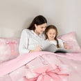 thumbnail image 4 of Manfei Girls Pink Bow Letter Monogrammed L Queen Comforter Set 3pcs,Kids Teens Gradient Glitter Print Splash Bedding Comforter Set,Pink Reversible,Lightweight Room Decor, 4 of 6