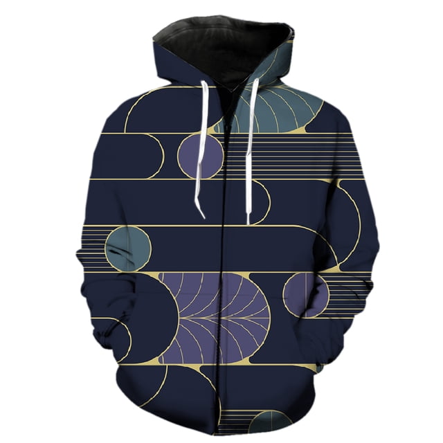 Abstract Pattern Men's Zipper Hoodie Fashion Teens Cool 3D Printed Spring Oversized Casual Tops Long Sleeve With Hood Jackets