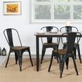 thumbnail image 4 of Alden Design Metal Stackable Dining Chairs with Wooden Seat, Set of 4, Black, 4 of 8