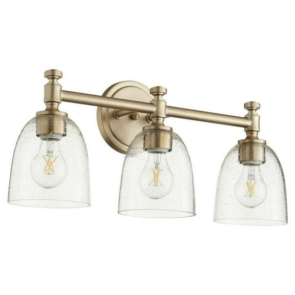 Palmerston Broadway 3 Light Bathroom Light in Style 21.5 inches Wide By 9 inches High-Aged Brass Finish-Clear Glass Color Bailey Street Home