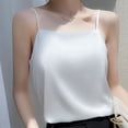 thumbnail image 3 of SWSMCLT Women's Cami Tank Top Casual Vest Satin Silky Fall Spaghetti Top Comfy Loose Elegant Cool Elasthane White Small, 3 of 4