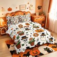 thumbnail image 2 of Manfei Halloween Bat Pattern 7-Piece King Bedding,Kawaii Cartoon Ghost Halloween King Bed in a Bag,Halloween Reversible, 2 of 7