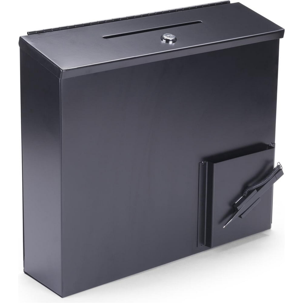 Displays2go Metal Suggestion Donation Box, Wall or Counter Mount, Locking ( Finish) Walmart