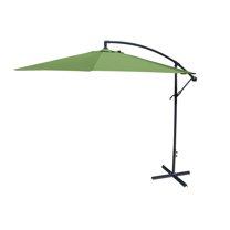 Jordan Manufacturing 8' Olive Solid Octagon Folding Offset Cantilever Patio Umbrella with Crank Opening