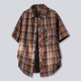thumbnail image 2 of Plaid Shirts for Men Short Sleeve, Button Down Shirt Casual Tops, Coffee, 2 of 8