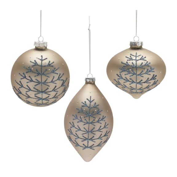Melrose International LLC Ornament (Set of 6) 4"H, 4"H, 6.25"H Glass