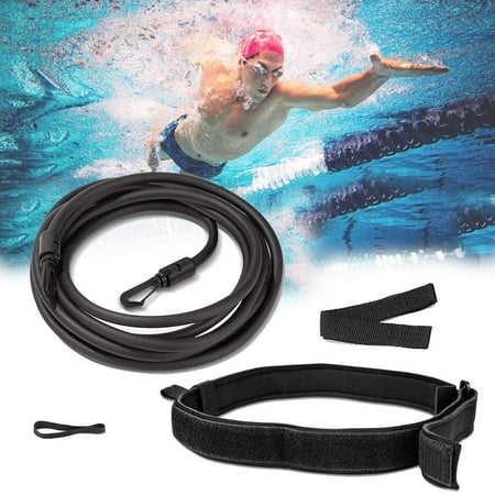 BUZIFU Reliable Outdoor Swim Belt Swimming Bungee Cord 4M swimming tether Stationary Resistance Training Band Training for Kids/Adults/Beginners Swim Tether Swimming Training Elastic Rope