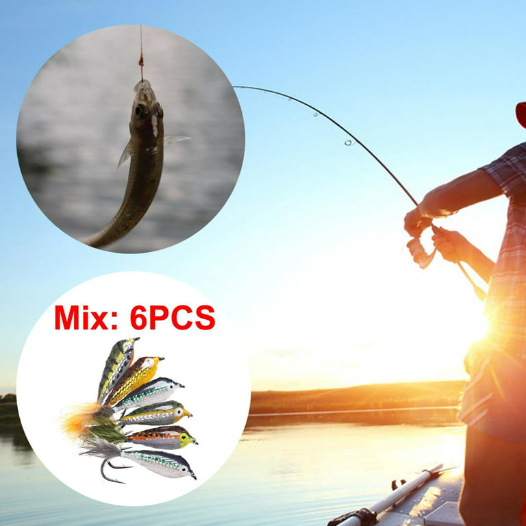 Epoxy Minnow Streamer Fly Saltwater Bass Trout Perch , 6pcs Mix, 21mm(0.83inch)