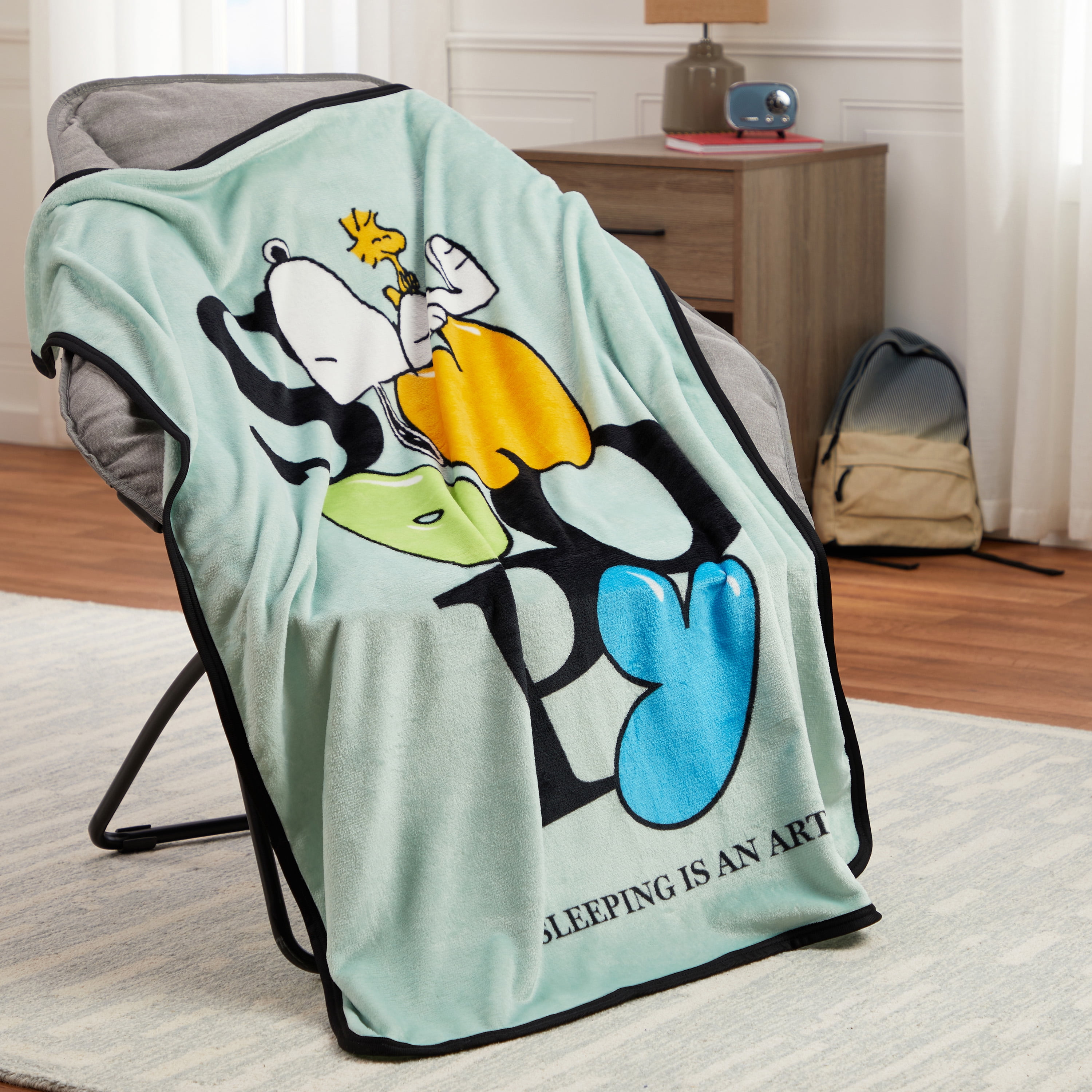 Peanuts Snoopy Kids Mint Green Silky Soft Throw Blanket, 40x50