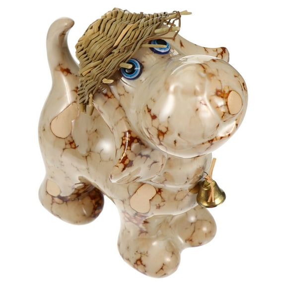 WHAMVOX  Spot Dog Crafts Realistic Porcelain Figurines Cute Puppy Ceramics 15.00X12.20X8.60CM