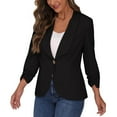 thumbnail image 3 of Kctiaxy Black Womens Blzaers Long Sleeve Lape L Collar Causal Suit Jacket Solid Color One Button Blzers Slim Fit Lightweight Wedding Business Suit Coat, 3 of 10