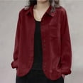 thumbnail image 5 of ClodeEU Women's Corduroy Button Down Long Sleeve Shirt,Casual Loose Fit Fall Blouse ,Women's Plus S, 5 of 8