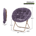 thumbnail image 2 of Magshion Set of 2 X-Large Faux Fur Saucer Chair, Folding Accent Chair, Collapsible Moon Chair Seat with Metal Frame for Bedroom Dorm Living Room, Purple, 2 of 10