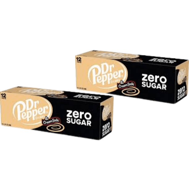 Dr pepper ZERO Cream soda, 12 fl oz, 24 cans, total 288 fl oz