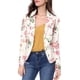 thumbnail image 1 of Blazer ajustado para mujer INSPIRE CHIC con solapa de muesca, chaqueta de traje de trabajo abierta con estampado, 3XL, blanca con flores, 1 of 8