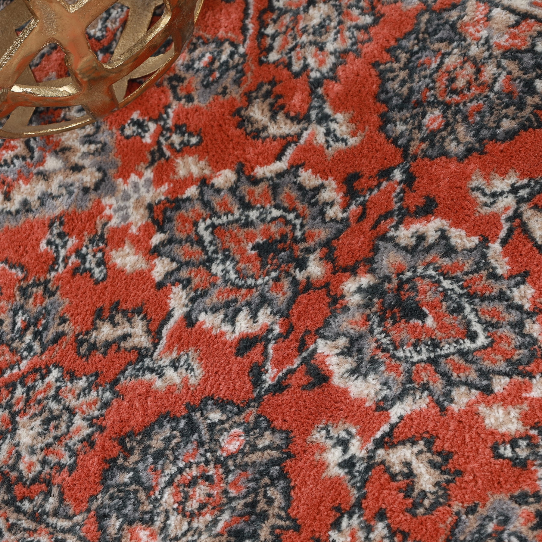 Superior Lille Traditional Floral Indoor Runner Rug, Salmon, 8' x 10'