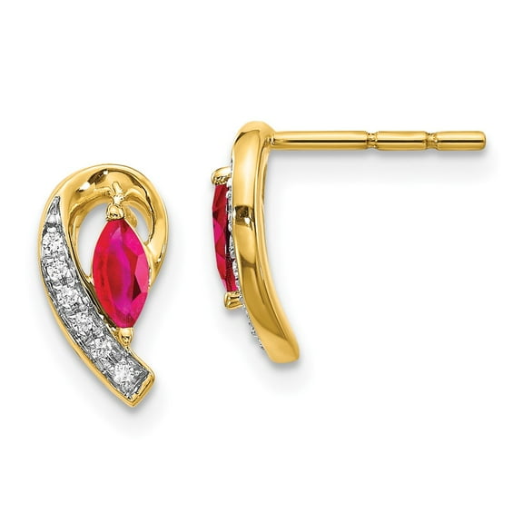 Primal Gold 14 Karat Yellow Gold Diamond and Ruby Earrings