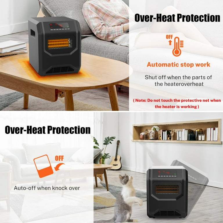 SYNGAR Small Space Heater, 750/1500W Fast Heating, Digital Style Infrared  Heater for Office, Bedroom, Indoor Use, Portable Electric Heater with  Thermostat, Remote, 3 Modes, 12H Timer, Black - Walmart.com