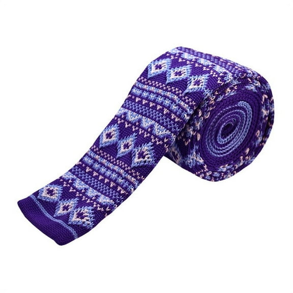 Purple, Steel Blue w/ Designs Men's Knit Tie