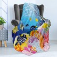 thumbnail image 4 of Fish Soft Flannel Fleece Throw Blanket, Water Life Different Kind of Fishes Coral Reefs and Sponges Kids Nursery Theme, Cozy Plush for Indoor and Outdoor Use, 70" x 90", Multicolor, by Ambesonne, 4 of 5