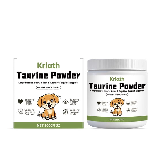 Kriath Healthy Taurine Powder for Dogs, Daily Pet Supplement with Probiotics & Enzymes, 200g (7 oz)