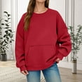 thumbnail image 2 of Daznico Women Crewneck Sweatshirt Rhinestone Studded Long Sleeve Pullover with Kangaroo Pocket Loose Fit Outerwear for Autumn Winter Wear,M, 2 of 6