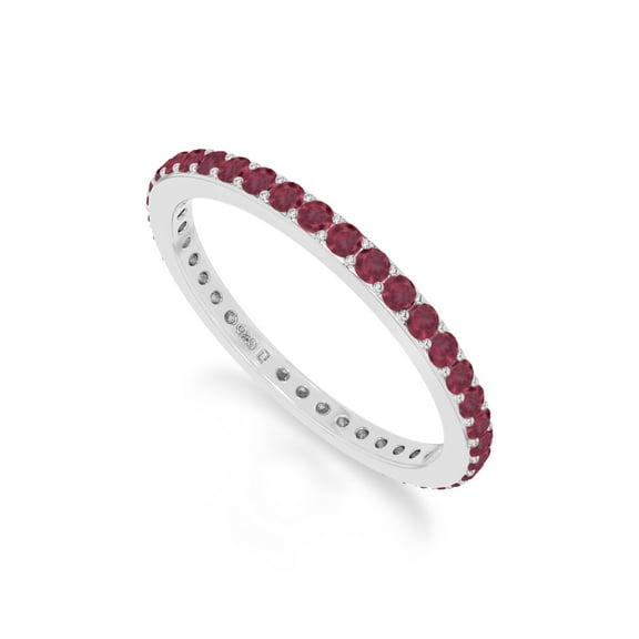Natural Ruby Eternity Band Ring for Women in Sterling Silver, July Birthstone Jewelry Gifts for Her Birthday, Wedding Anniversary, Party, Graduation, Christmas, Mothers Day, Valentines (US-7)
