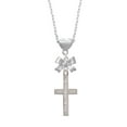 thumbnail image 2 of Delight Jewelry Stainless Steel Jeremiah 31:3 - Everlasting Love Engraved Cross - Silver tone Bow Heart Necklace, 2 of 4