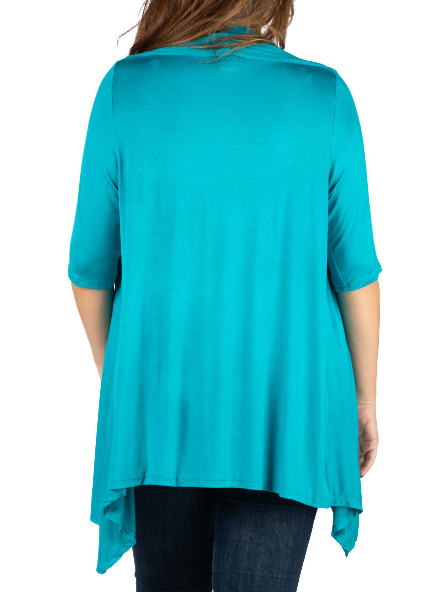 24seven Comfort Apparel Plus Size Elbow Length Sleeve Open Front Cardigan