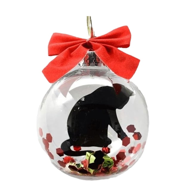 Yuarrent Decoración navideña de bola única para exhibición mágica de árbol de Navidad, adorno para árbol de Navidad Kits de decoración para fiestas Tipo 1-Gato