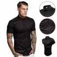 thumbnail image 1 of Camisa Hombre Cuello Manga Corta Botón Slim Casual Caballero, 1 of 5