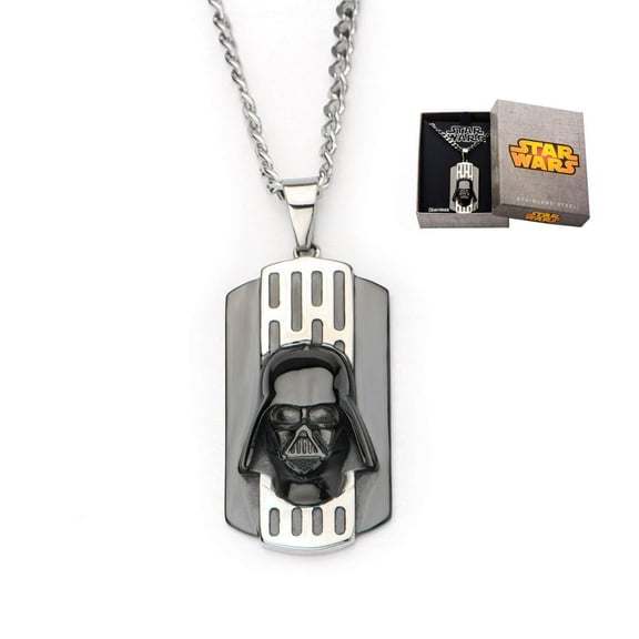 Star Wars: Darth Vader Stainless Steel Black-Plated 3D Pendant Necklace - Chain - 22"
