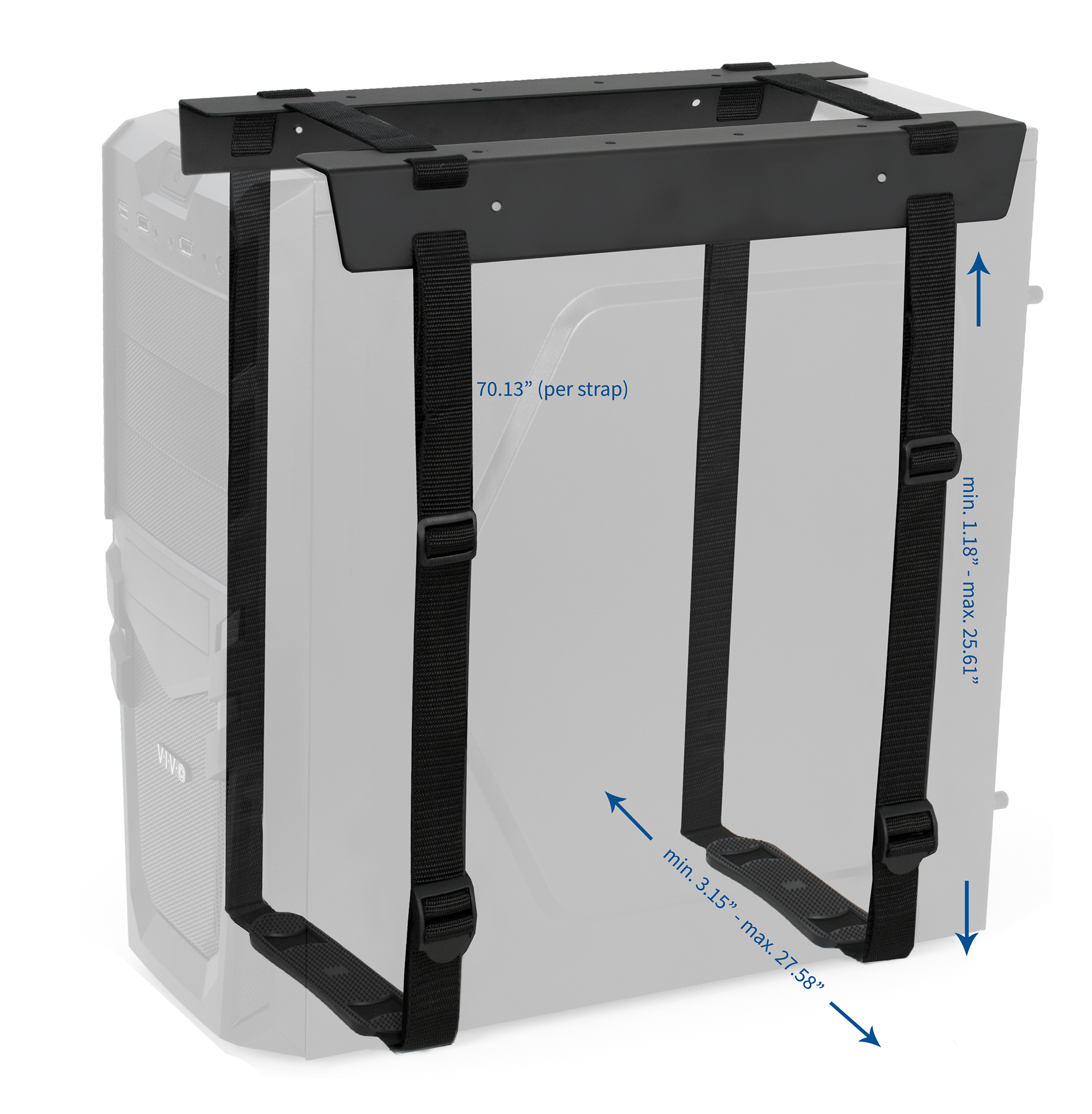 vivo black underdesk and wall mount pc adjustable strap and steel
