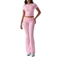 thumbnail image 2 of Pantalón de Traje de Corta Ajustado de Color Liso Rosa M, 2 of 9