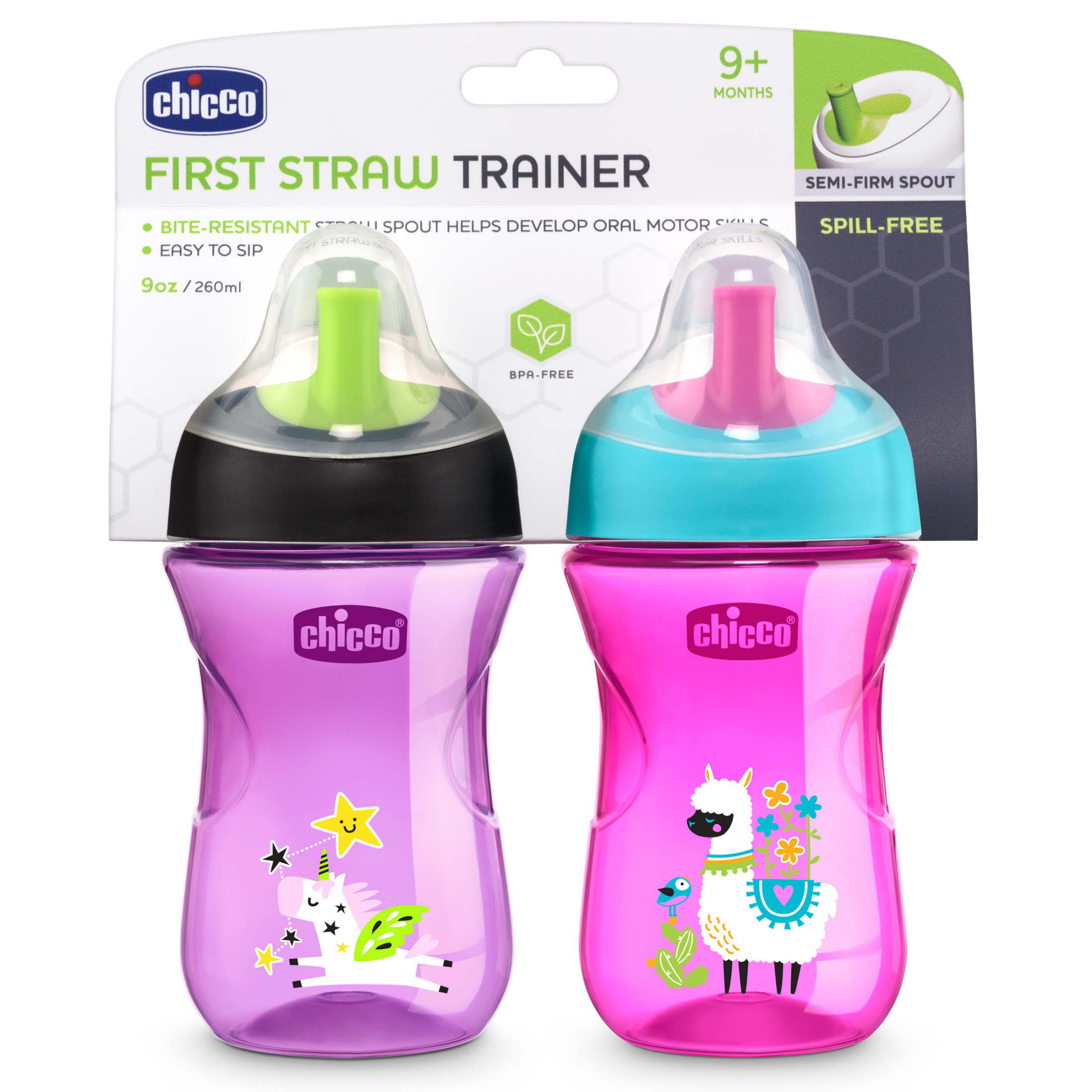 Chicco Sport Spout Trainer Sippy Cup Pink/Purple, 9m+ 9oz (2pk) - image 2 of 9