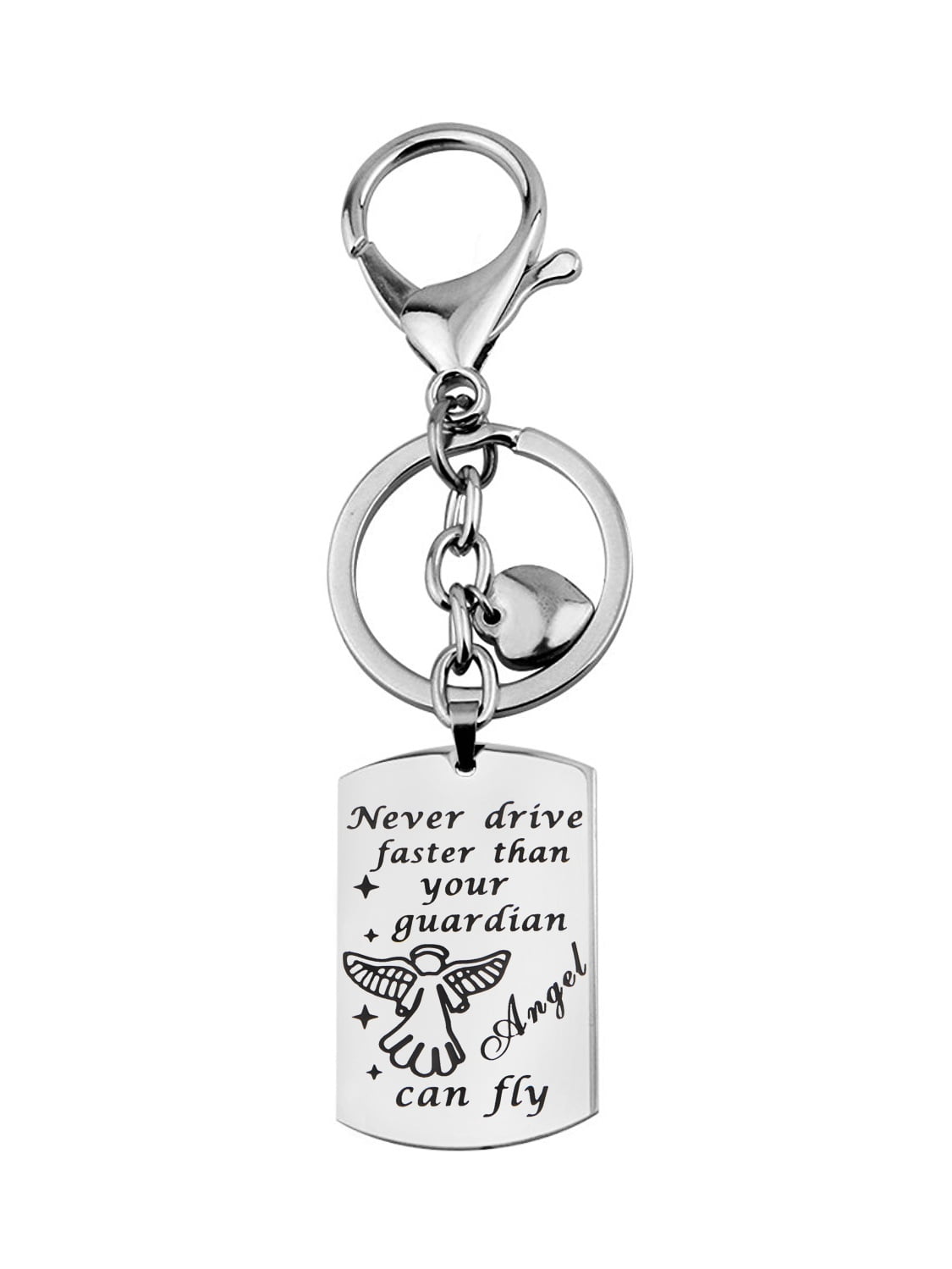 Sweet Sixteen Gift Keychain Never Drive Faster Than Your Guardian Angel Initial 