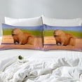 thumbnail image 4 of Housse de Couette Capybara pour Enfants Simple pour Garçons Filles Adultes Chambre, Ensemble de Literie Animal de Compagnie Rongeur Drôle Rustique Coucher de Soleil Plage Housse de Couette Thème Paysage Naturel Couvre-Lit avec 1 Taie d'Oreiller, 4 of 5