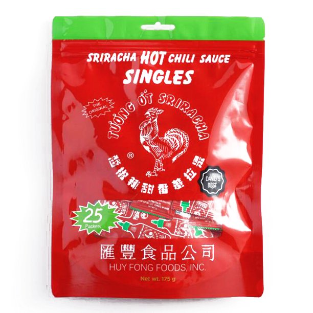 Sriracha Hot Chili Sauce Single Packets 25 Count .25 oz each (4 Items