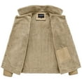 thumbnail image 3 of HOW'ON Men's Warm Sherpa Lined Casual Jacket Multi Pockets Cargo Jackets Coat Khaki L, 3 of 7