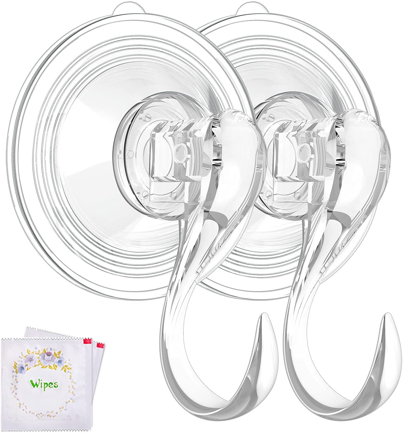 4 Packs VISV Wreath Hanger Clear Removable Large Heavy Duty Wreath Hanger Suction Cup with Cleaning Cloth 22 LB Window Glass Shower Suction Cup Hooks Wreath Holder for Wreath Christmas Decorations 