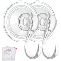 Wreath Hanger, Large Clear Removable Heavy Duty Suction Cup Wreath Hooks with Wipes 22 LB Strong Window Glass Door Suction Cup Wreath Holder for Halloween Christmas Wreath Decorations - 2 Pcs
