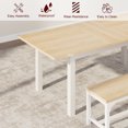 thumbnail image 3 of Extendable Dining Table Set for 6 to 8 People, Includes 2 Benches and 2 Stools, Large Wood Kitchen Table in Walnut for Small Spaces, 3 of 8
